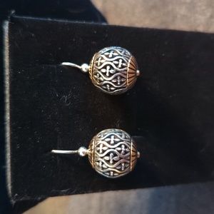 Gold and silver tone ball earrings